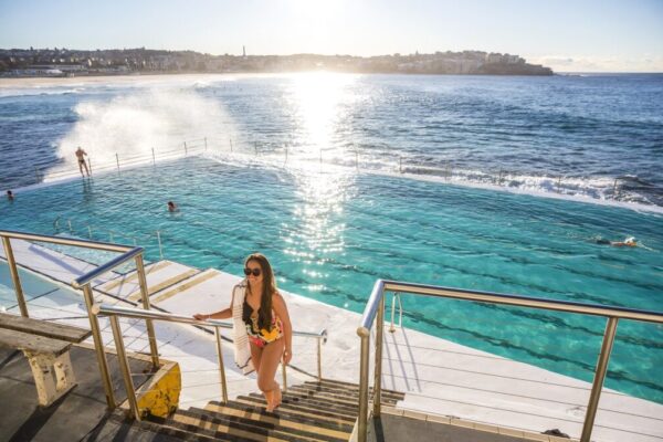 Bondi Icebergs Club, Bondi Beach Early morning swimmers at Bondi Icebergs Club, Bondi.